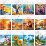 GLASSWINDS 12 Pcs Pre Drawn Canvas to Paint for Adults, 8 x 8 Inch Sip and Paint... - Image 2
