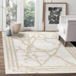 GLORY RUGS Area Rugs Marble 8x10 Cream Gold Border Carpet Elegant Modern Abstrac... - Image 2