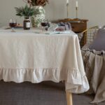 GLORY SEASON Retro Farmhouse Ruffle Tablecloth Cotton Flounces Trim Washable Tab... - Image 2