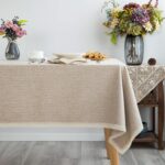 GLORY SEASON Textured Tablecloth Linen-Look Rustic Burlap Style Washable,Solid H... - Image 2