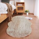 Ghouse Soft Faux Sheepskin Fur Rug 2x4 Light Brown Beige Fluffy Bedside Rugs Plu... - Image 2