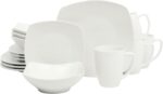 Gibson Home Zen Buffet White Porcelain Dinnerware Set for 4, Square Plates Bowls... - Image 2