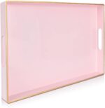 Gifturbo Pink Serving Trays,Decorative Serving Tray with Handles, Coffee Table R... - Image 2