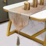 Glam Champagne Table Runner 13 x 98 Inches Long Double Layer Abstract Pattern wi... - Image 2