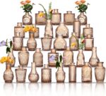 Glass Bud Vases Set of 32 - Amber Assorted Small Mini Glass Vases for Flowers, C... - Image 2