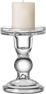Glass Candle Holder Clear Pillar Candle Stand Candlestick for Dinner Table Weddi... - Image 2
