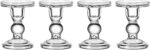 Glass Candle Holder Set of 4 Clear Candlestick Holders for Pillar Taper and Teal... - Image 2