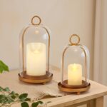 Glass Hurricane Candle Holder Decorative Gold Candle Lantern, Pillar Candlestick... - Image 2
