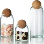 Glass Storage Jars with Ball Cork Lids - 3 Pcs Set, Decorative Round Glass Canis... - Image 2