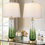 Glass Table Lamps Set of 2, Modern Bedside Lamps for Bedrooms with USB A+C Ports... - Image 2
