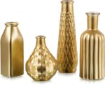 Glasseam Gold Vase for Flowers: Small Glass Vases for Living Room Kitchen Table ... - Image 2