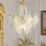 GlowHub Modern Gold Chandelier for Dining Room 20" Glass Chandelier Farmhouse 6-... - Image 2