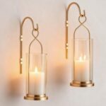 Gold Candle Sconces Wall Decor: Set of 2 Wall Candle Holder for Pillar Candles -... - Image 2