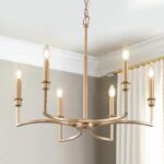 Gold Chandelier Light Fixture 6-Light Candle Dining Room Chandelier Lighting Ove... - Image 2