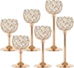 Gold Crystal Tealight Candle Holders Set of 6 (2 Sets) - Tall Bling Bowl Candela... - Image 2