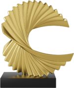 Gold Ocean Wave Statue, Modern Abstract Art, Resin Statue, Office Desk & Shelf D... - Image 2
