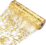 Gold Table Runner 11 Inch x 100 Feet Inches, Glitter Metallic Mesh Gold Runner R... - Image 2