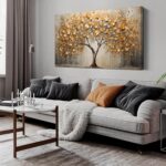 Gold Tree Pictures Wall Art for Living Room - Abstract Canvas Wall Art for Offic... - Image 2