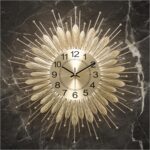 Gold Wall Clock 23 Inch Sunburst，Mid Century Decorative Wall Clocks Battery Oper... - Image 2