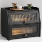 Goozii Large Bread Box for Kitchen Countertop, Black Bread Storage Container for... - Image 2
