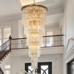 Grand Luxury Crystal Chandelier for High Ceiling Foyer, 37-Light Copper Round St... - Image 2