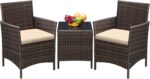 Greesum 3 Pieces Patio Furniture Sets Outdoor PE Rattan Wicker Chairs with Soft ... - Image 2