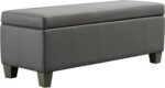 Grey Faux Leather Ottoman with Storage, Rectangular Extra Long Storage Bench for... - Image 2