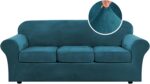 H.VERSAILTEX Modern Velvet Plush 4 Piece High Stretch Sofa Slipcover Sofa Cover ... - Image 2