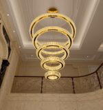 HAIXIANG Modern Chandelier 8"+16"+24"+32"+40" 5 Rings Crystal LED Dimmable Light... - Image 2