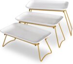 HAPPY KIT 3 Tier Serving Tray Set with Gold Freely Combinable Rack,12 Inch Tiere... - Image 2