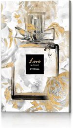 HILL WEST Perfume Bottle Canvas Wall Art - Fashion Picture Elegant Gold Floral P... - Image 2