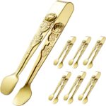 HINMAY 6PCS Mini Serving Tongs 5-Inch Small Rose Sugar Cube Appetizer Tongs, Tin... - Image 2