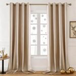 HOMEIDEAS 2 Panels Beige Faux Silk Blackout Luxury Curtains, 52 X 96 Inch Champa... - Image 2