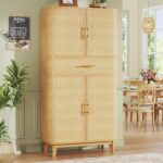 HUAHUU 71" Tall Pantry Cabinet, Kitchen Pantry Storage Cabinets with 4 Rattan Do... - Image 2