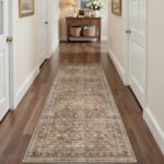 HUGEAR 2x6 Runner Rug Hallway Vintage Brown Machine Washable Retro Floral Low Pi... - Image 2