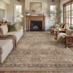 HUGEAR Area Rug 8x10 Vintage Brown Machine Washable Living Room Rugs Distressed ... - Image 2