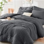 HYMOKEGE Queen Comforter Set Seersucker 7 Pieces, All Season Luxury Bed in a Bag... - Image 2