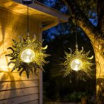 Hanging Solar Lights Outside Lanterns Garden Decorations,2 Pack Metal Sun Outdoo... - Image 2