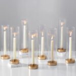Hewory Hurricane Glass Candle Holders: Set of 8 Gold Candlestick Holders with 11... - Image 2
