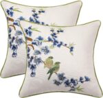 Holibeat Embroidered Flower Birds Throw Pillow Covers 18 * 18 inches Spring Deco... - Image 2