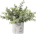 Hollyone Mini Artificial Potted Plants Fake Plants in Marble Pots, 1Pcs Plastic ... - Image 2