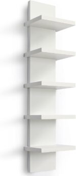 Homaterial 5 Tier Wall Shelf Unit, Small White Vertical Floating Shelf-Narrow De... - Image 2