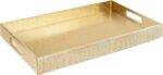 Home Redefined 17.5"x12" Gold Glossy Crocodile Faux Leather Serving Tray Beautif... - Image 2