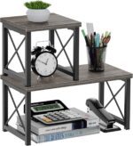 Honiter Desk Shelf for Top of Desk, Wood Desktop Shelf, 2 Tier Adjustable Booksh... - Image 2