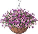 INXUGAO Artificial Silk Flowers Hanging Basket for Outdoor Indoor, Daisy with Eu... - Image 2