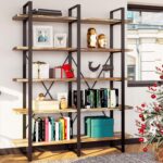 IRONCK Bookshelf, Double Wide 5-Tier Open Bookcase Vintage Industrial Large Shel... - Image 2