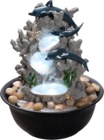 Indoor Tabletop Dolphin Water Fountain with LED Light – Ocean Theme Desk Decor a... - Image 2