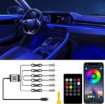 Interior Car LED Lights with Wireless APP/RF Remote Control, RGB 6 in 1 Ambient ... - Image 2