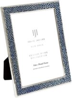 Isaac Jacobs 4x6 Navy Leather w/Silver Metal (Vertical & Horizontal) Picture Fra... - Image 2