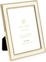 Isaac Jacobs 4x6 White Textured Leather (Vertical & Horizontal) & Gold Metal Pic... - Image 2